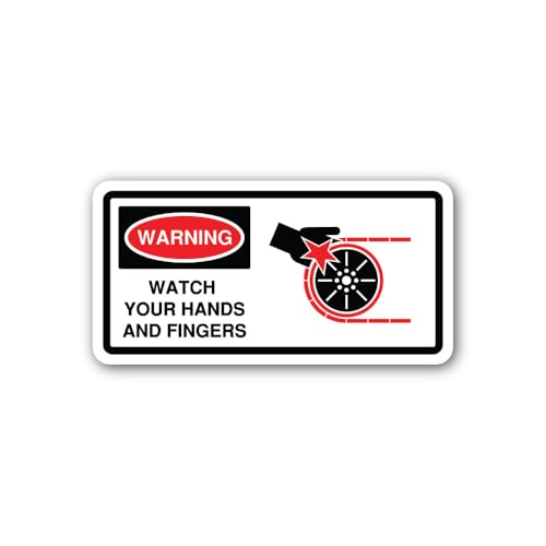 2 (Pieces) 3" and 5" Keep Hands Clear of Grinding Wheel Sticker, Waterproof Vinyl Decals for Many Pu