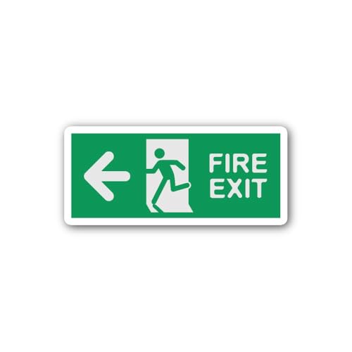 2 (Pieces) 3" and 5" Fire Exit Arrow Left Sticker, Waterproof Vinyl Decals for Many Purpose Like Car