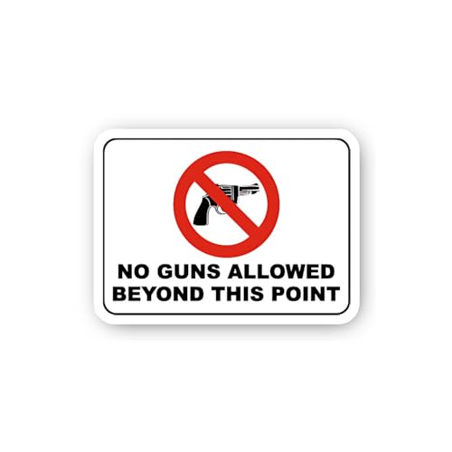 2 (Pieces) 3" and 5" No Guns Allowed Beyond This Point Sticker, Waterproof Vinyl Decals for Many Pur