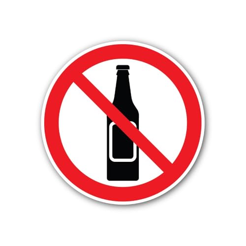 2 (Pieces) 3" and 5" Alcohol Prohibited Sign Sticker, Waterproof Vinyl Decals for Many Purpose Like