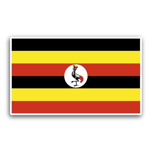 2 (Pieces) 3" and 5" Uganda Flag Sticker, Waterproof Vinyl Decals for Many Purpose Like Cars, Trucks