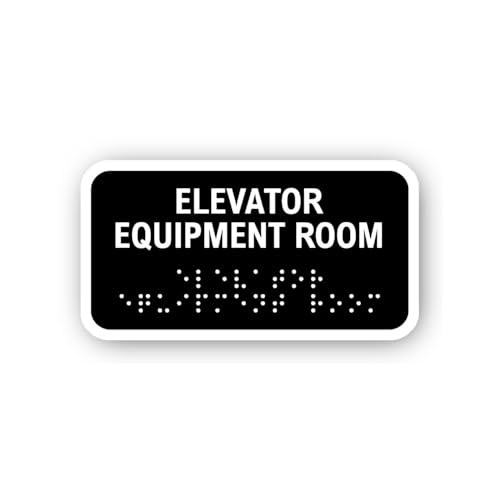 2 (Pieces) 3" and 5" Elevator Equipment Room Braille Sign Sticker, Waterproof Vinyl Decals for Many