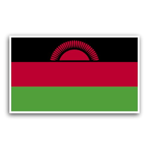 2 (Pieces) 3" and 5" Malawi Flag Sticker, Waterproof Vinyl Decals for Many Purpose Like Cars, Trucks
