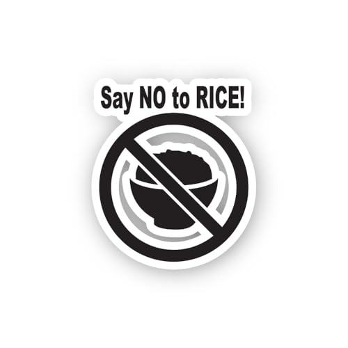 2 (Pieces) 3" and 5" Say No to Rice Sign Sticker, Waterproof Vinyl Decals for Many Purpose Like Cars