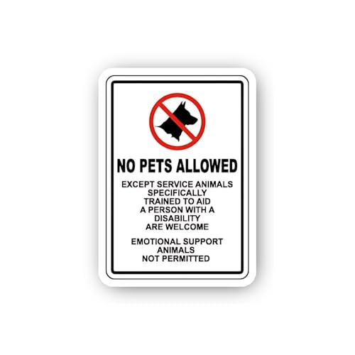 2 (Pieces) 3" and 5" No Pets Allowed Except Service Animals, ESA Not Permitted Sticker, Waterproof V