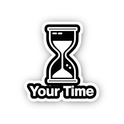 2 (Pieces) 3" and 5" Your Time Hourglass Icon Sticker, Waterproof Vinyl Decals for Many Purpose Like