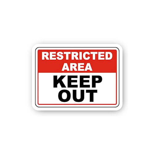 2 (Pieces) 3" and 5" Restricted Area Keep Out Text Sticker, Waterproof Vinyl Decals for Many Purpose