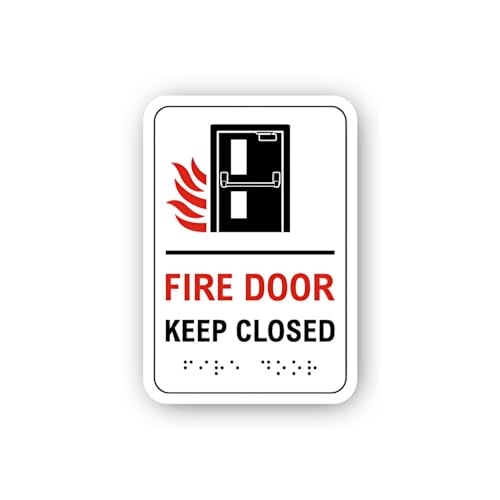 2 (Pieces) 3" and 5" White Fire Door Keep Closed Sticker, Waterproof Vinyl Decals for Many Purpose L