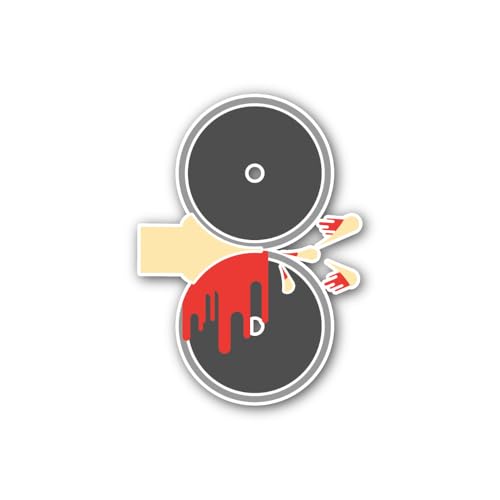 2 (Pieces) 3" and 5" Two Circular Objects Resembling Vinyl Records or Turntables Sticker, Waterproof