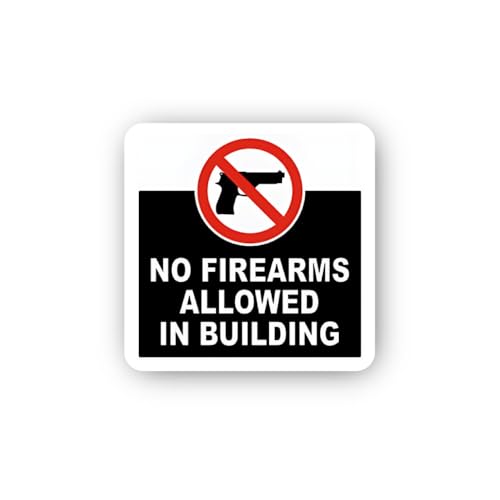 2 (Pieces) 3" and 5" No Firearms Building Wall Mount Sign Sticker, Waterproof Vinyl Decals for Many