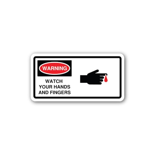 2 (Pieces) 3" and 5" Hand and Finger Injury Hazard Signl Sticker, Waterproof Vinyl Decals for Many P