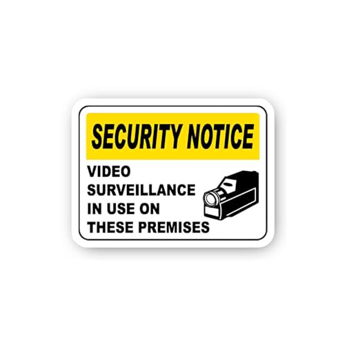 2 (Pieces) 3" and 5" Security Notice: Video Surveillance in Use Sticker, Waterproof Vinyl Decals for
