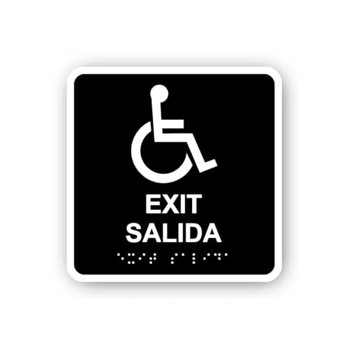2 (Pieces) 3" and 5" Accessible Exit/Salida Sticker, Waterproof Vinyl Decals for Many Purpose Like C