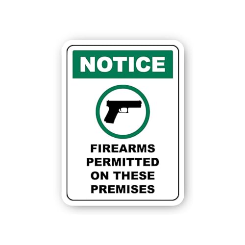 2 (Pieces) 3" and 5" Firearms Permitted on Premises Notice Sticker, Waterproof Vinyl Decals for Many
