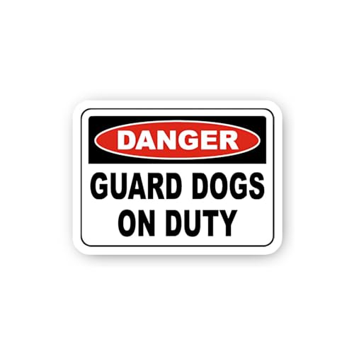 2 (Pieces) 3" and 5" Danger Guard Dogs On Duty Sticker, Waterproof Vinyl Decals for Many Purpose Lik