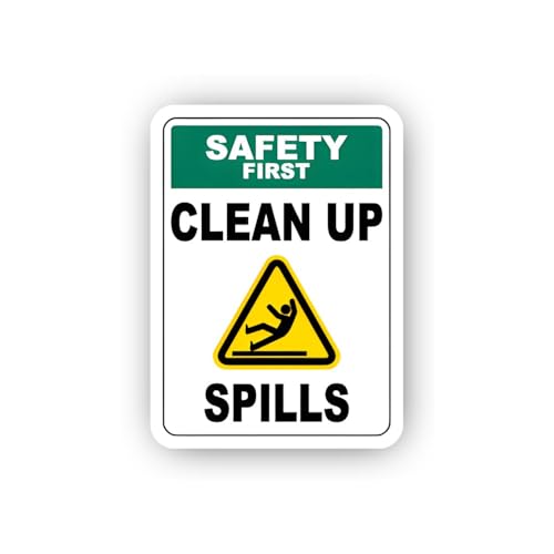 2 (Pieces) 3" and 5" Clean Up Spills Caution Sign Sticker, Waterproof Vinyl Decals for Many Purpose