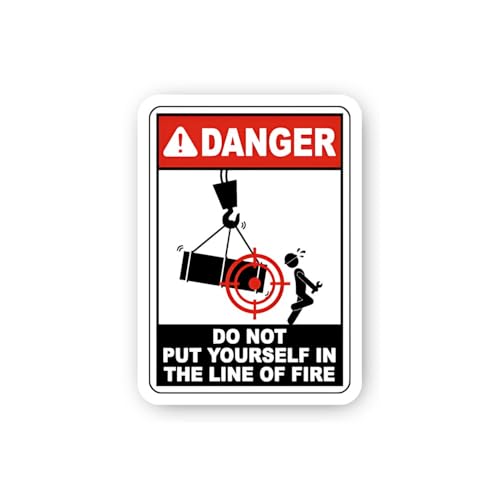 2 (Pieces) 3" and 5" Danger: Struck by Suspended Load Sticker, Waterproof Vinyl Decals for Many Purp