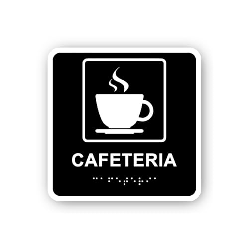 2 (Pieces) 3" and 5" Cafeteria Sign with Coffee Cup Icon Sticker, Waterproof Vinyl Decals for Many P