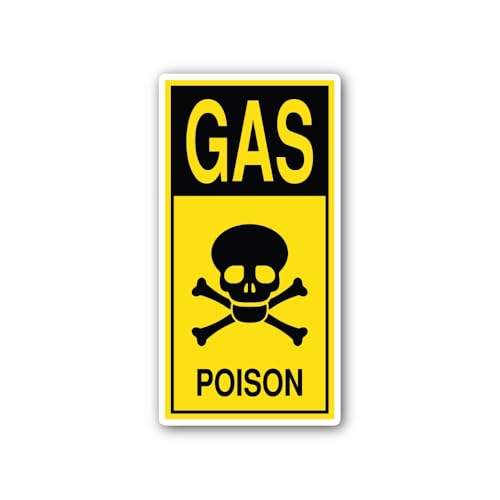 2 (Pieces) 3" and 5" Poison Gas Warning Sticker, Waterproof Vinyl Decals for Many Purpose Like Cars,