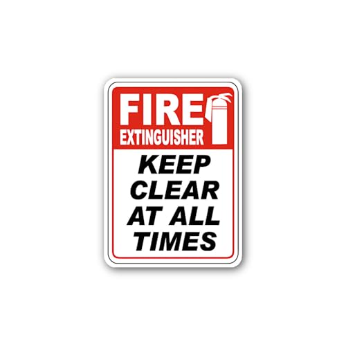 2 (Pieces) 3" and 5" Unobstructed Access Fire Extinguisher Sign Sticker, Waterproof Vinyl Decals for