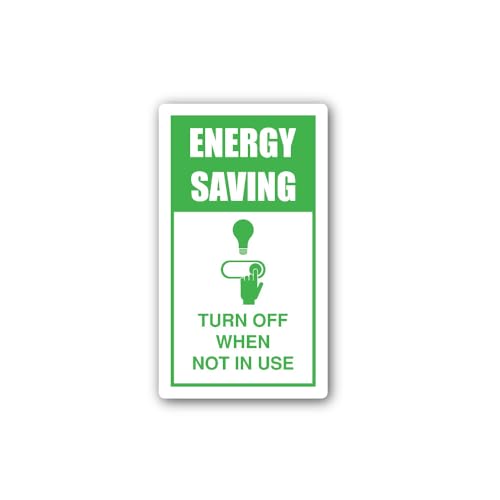 2 (Pieces) 3" and 5" Turn Off Lights When not in use Sticker, Waterproof Vinyl Decals for Many Purpo
