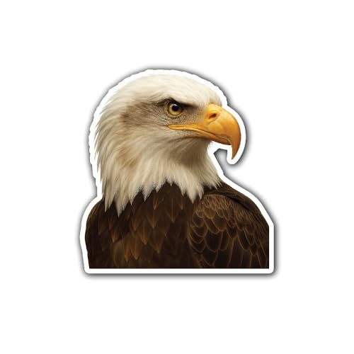 2 (Pieces) 3" and 5" American Icon: Bald Eagle Portrait Sticker, Waterproof Vinyl Decals for Many Pu