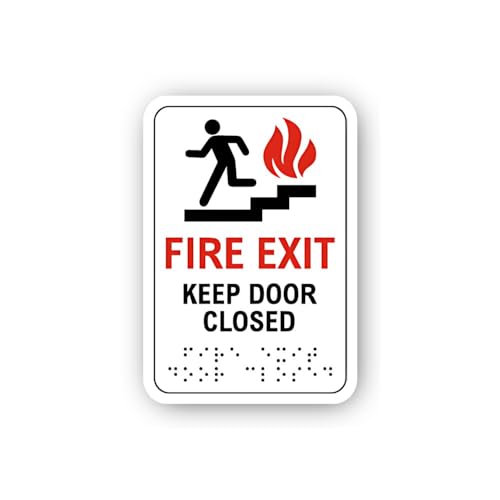 2 (Pieces) 3" and 5" Fire Exit Keep Door Closed Sticker, Waterproof Vinyl Decals for Many Purpose Li