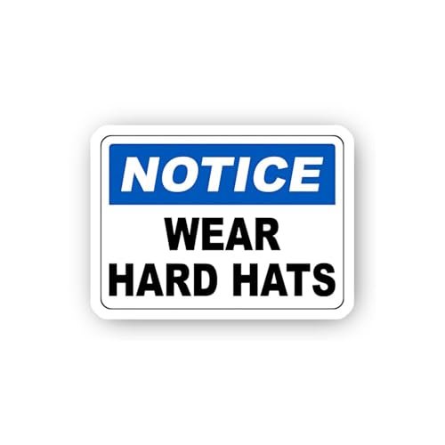 2 (Pieces) 3" and 5" Notice to Wear Hard Hats Sticker, Waterproof Vinyl Decals for Many Purpose Like