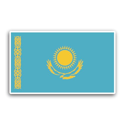 2 (Pieces) 3" and 5" Kazakhstan Flag Sticker, Waterproof Vinyl Decals for Many Purpose Like Cars, Tr