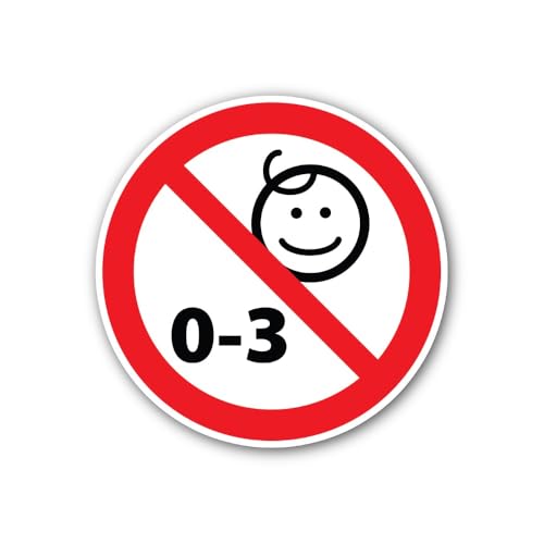 2 (Pieces) 3" and 5" Not Suitable for Children Under 3 Years Warning Sticker, Waterproof Vinyl Decal
