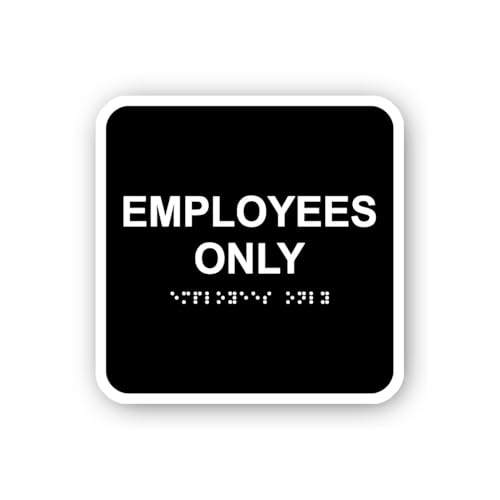 2 (Pieces) 3" and 5" Employees Only Braille Sticker, Waterproof Vinyl Decals for Many Purpose Like C