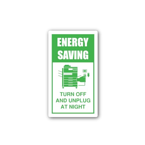 2 (Pieces) 3" and 5" Turn Off and Unplug at Night Sign Sticker, Waterproof Vinyl Decals for Many Pur