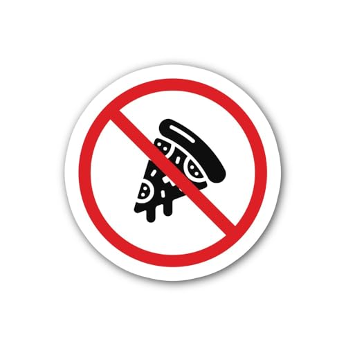 2 (Pieces) 3" and 5" No Pizza Allowed icon Sticker, Waterproof Vinyl Decals for Many Purpose Like Ca