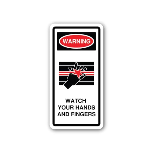 2 (Pieces) 3" and 5" Hand Safety Near Moving Parts Sticker, Waterproof Vinyl Decals for Many Purpose