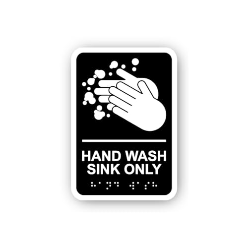 2 (Pieces) 3" and 5" Hand Wash Sink Only with Braille Sticker, Waterproof Vinyl Decals for Many Purp