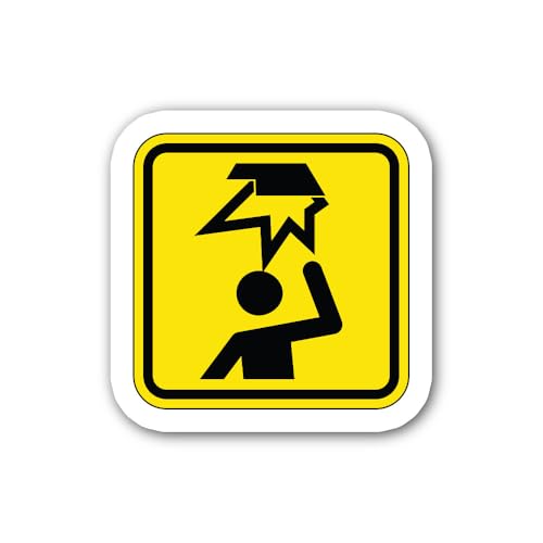 2 (Pieces) 3" and 5" Beware Overhead Obstacles Symbol Sticker, Waterproof Vinyl Decals for Many Purp