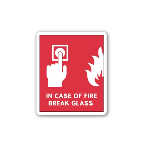 2 (Pieces) 3" and 5" in CASE of FIRE Break Glass ICON Sticker, Waterproof Vinyl Decals for Many Purp