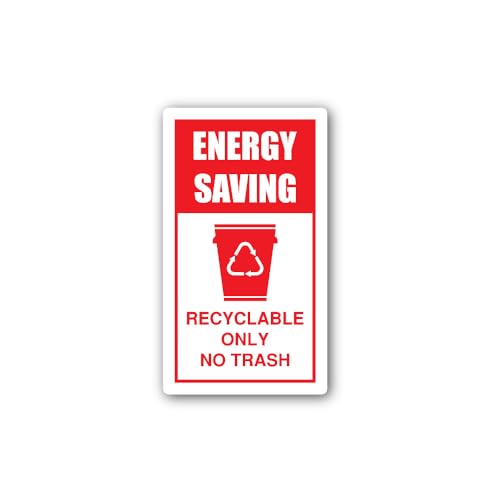 2 (Pieces) 3" and 5" Energy Saving Recyclable ONLY NO Trash Sign Sticker, Waterproof Vinyl Decals fo