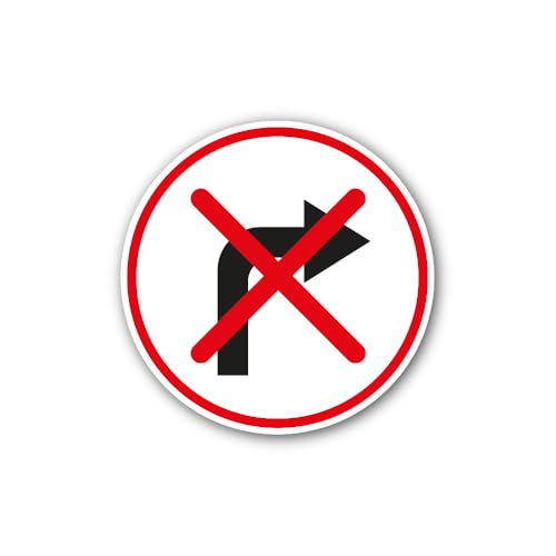 2 (Pieces) 3" and 5" No Right Turn Traffic Sign Sticker, Waterproof Vinyl Decals for Many Purpose Li