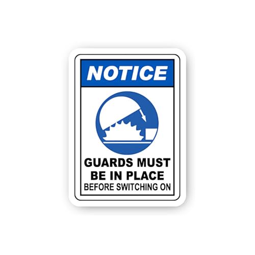 2 (Pieces) 3" and 5" Machine Guard Mandatory Notice Sticker, Waterproof Vinyl Decals for Many Purpos