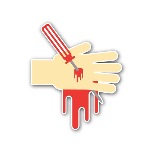 2 (Pieces) 3" and 5" Bloody Hand with a Knife Sticker, Waterproof Vinyl Decals for Many Purpose Like