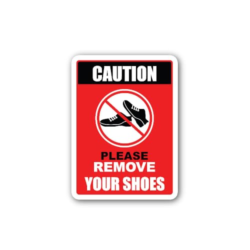 2 (Pieces) 3" and 5" Please Remove Your Shoes Sign Sticker, Waterproof Vinyl Decals for Many Purpose