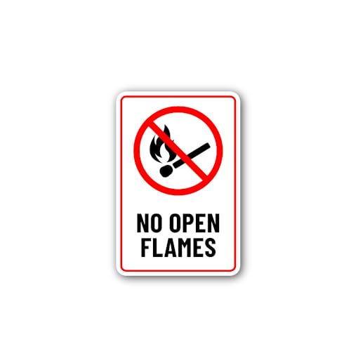 2 (Pieces) 3" and 5" No Open Flame Notice Sign Sticker, Waterproof Vinyl Decals for Many Purpose Lik
