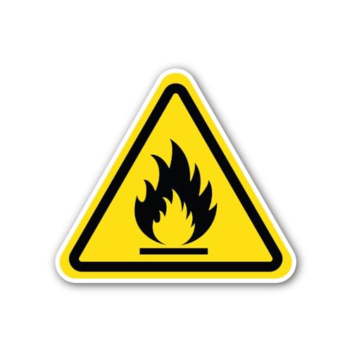 2 (Pieces) 3" and 5" Flammable Material Warning Triangle Sticker, Waterproof Vinyl Decals for Many P