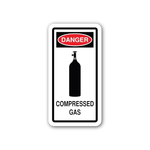 2 (Pieces) 3" and 5" Danger Compressed Gas Label Sticker, Waterproof Vinyl Decals for Many Purpose L