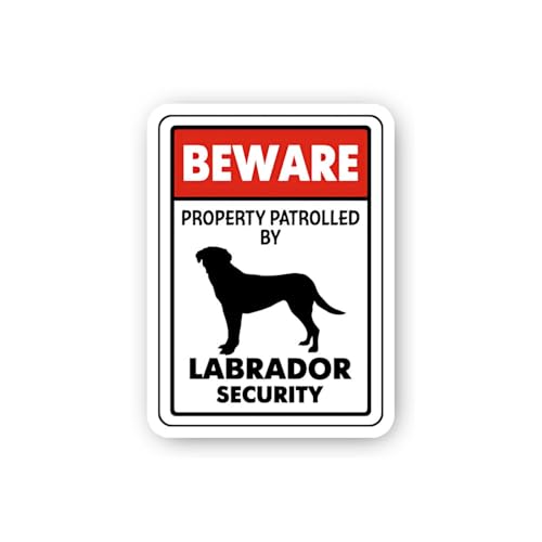 2 (Pieces) 3" and 5" Beware: Property Patrolled by Labrador Security Sticker, Waterproof Vinyl Decal