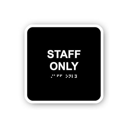 2 (Pieces) 3" and 5" Staff Only Braille Sticker, Waterproof Vinyl Decals for Many Purpose Like Cars,