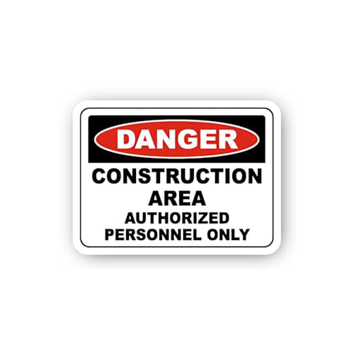 2 (Pieces) 3" and 5" Danger Construction Area Authorized Personnel Only Sign Sticker, Waterproof Vin
