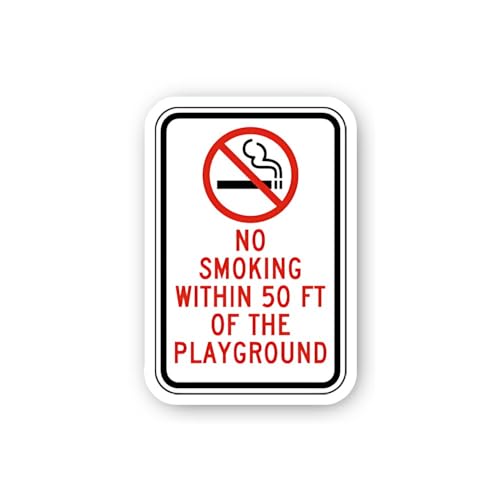 2 (Pieces) 3" and 5" No Smoking Within 50 Feet of Playground Sticker, Waterproof Vinyl Decals for Ma