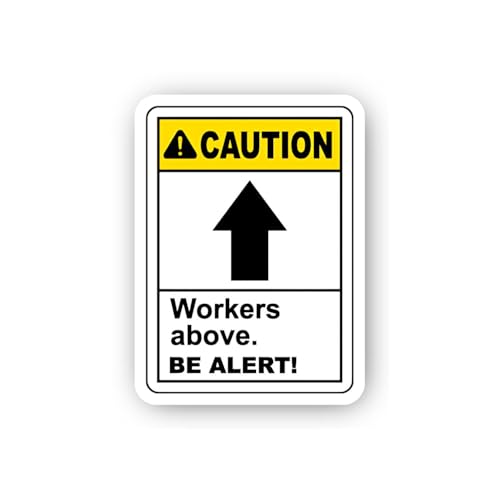 2 (Pieces) 3" and 5" Vertical Workers Above Caution Sticker, Waterproof Vinyl Decals for Many Purpos